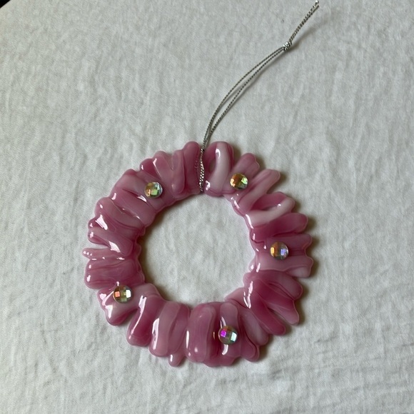 Ornament: Unbranded Christmas Pink Glass Ornament with faux gems - Picture 1 of 16